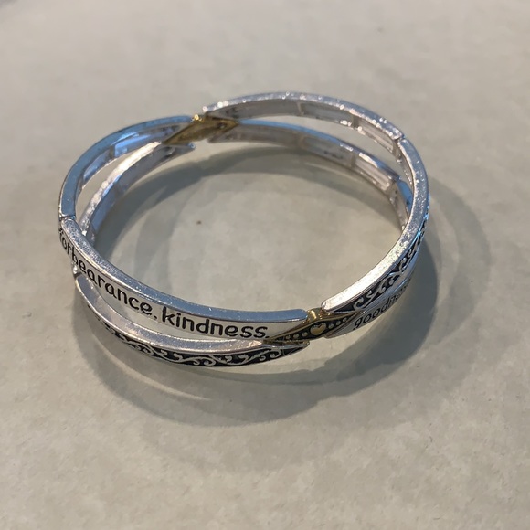 “FRUIT OF THE SPIRIT” Two-Tone Criss-Cross Stretch Bracelet - Picture 2 of 3